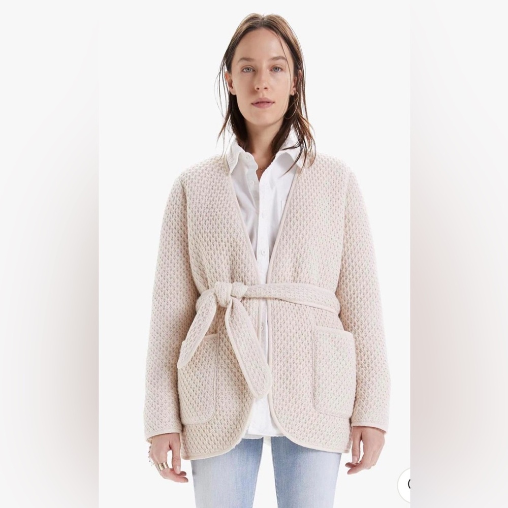 NWT Mother The Puffer Quilted Cream Textured Women's Sweater/Robe Size M